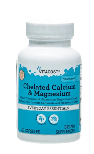 Vitacost Chelated Calcium & Magnesium - Albion® Calcium and Magnesium Bisglycinate Chelate Buffered -- 60 Capsules