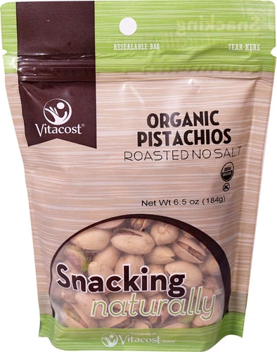 Vitacost Organic Dry-Roasted Unsalted Pistachios -- 6.5 oz (184 g)