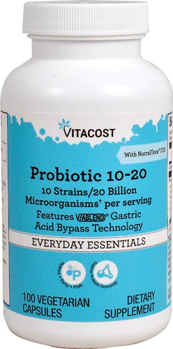Vitacost Probiotic 10-20 10 Strains -- 20 billion CFU† per serving - 100 Vegetarian Capsules
