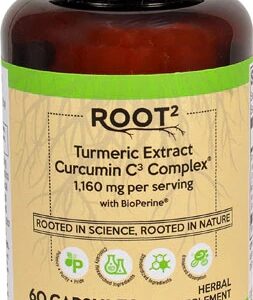 Vitacost ROOT2 Turmeric Extract Curcumin C3 Complex® with Bioperine® -- 1160 mg per serving - 60 Capsules
