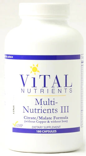 Comprar Vital Nutrients Multi-Nutrients III without Copper and Iron -- 180 Capsules