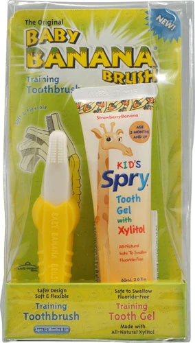 Xlear Spry Kid's Baby Banana Brush Kit Strawberry Banana -- 1 Toothbrush