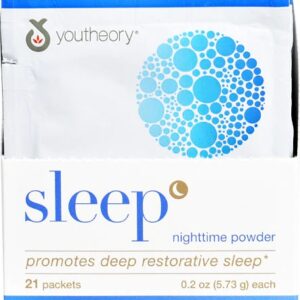 Youtheory Sleep Nighttime Powder Natural Lemon Lime -- 21 Packets