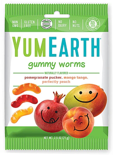 Yum Earth Organic Gummy Worms Gluten Free Assorted -- 2.5 oz