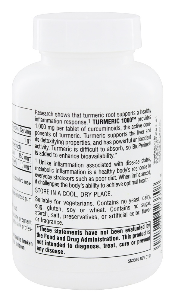 Comprar Cúrcuma 1000 1000 mg. - 60 Tablets Source Naturals - Imagem 3
