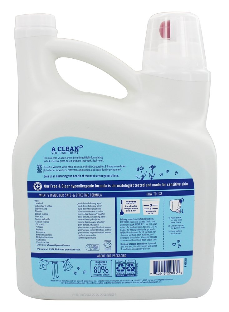 Comprar Natural 2x Concentrado Líquido Lavanderia Detergente Natural 99 Cargas Livre & Limpar - 150 fl. oz. Seventh Generation - Imagem 2