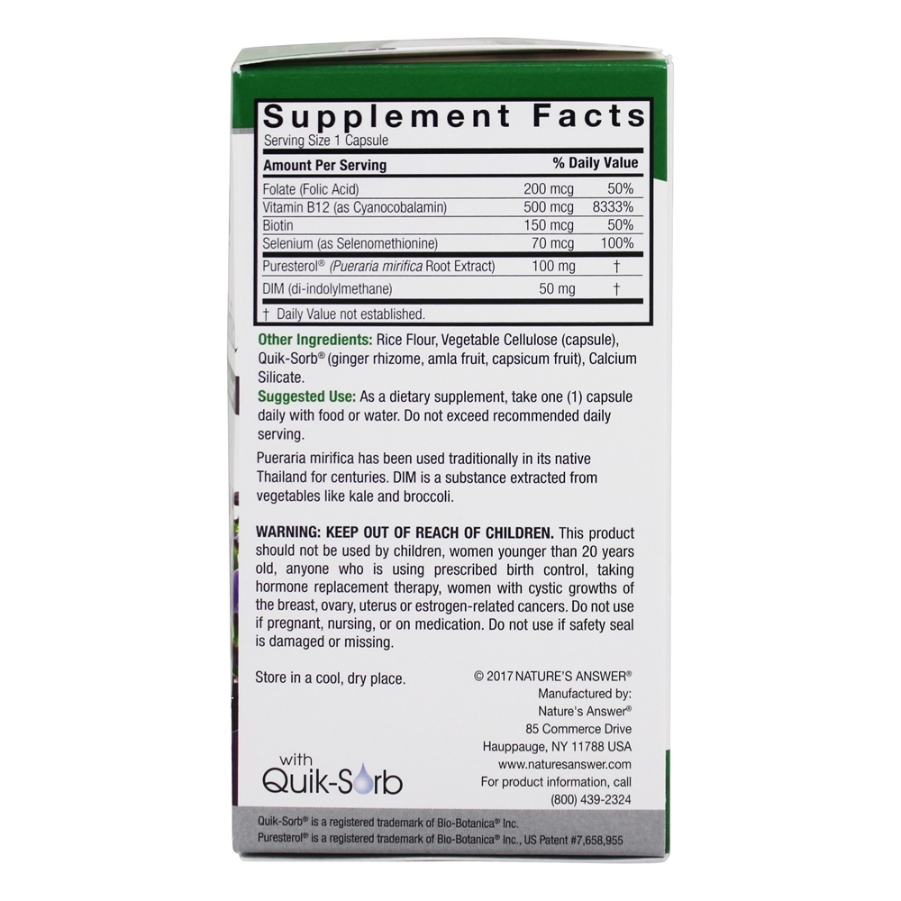 Comprar Pueraria Mirifica Suporte Contra Sintomas da Menopausa - Cápsulas vegetarianas 60 Nature's Answer - Imagem 2