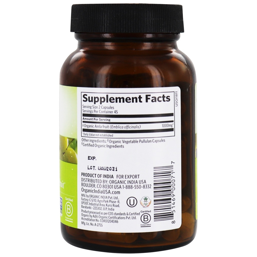 Comprar Superfruta Rejuvenescedora Amla Orgânica - Cápsulas vegetarianas 90 Organic India - Imagem 2