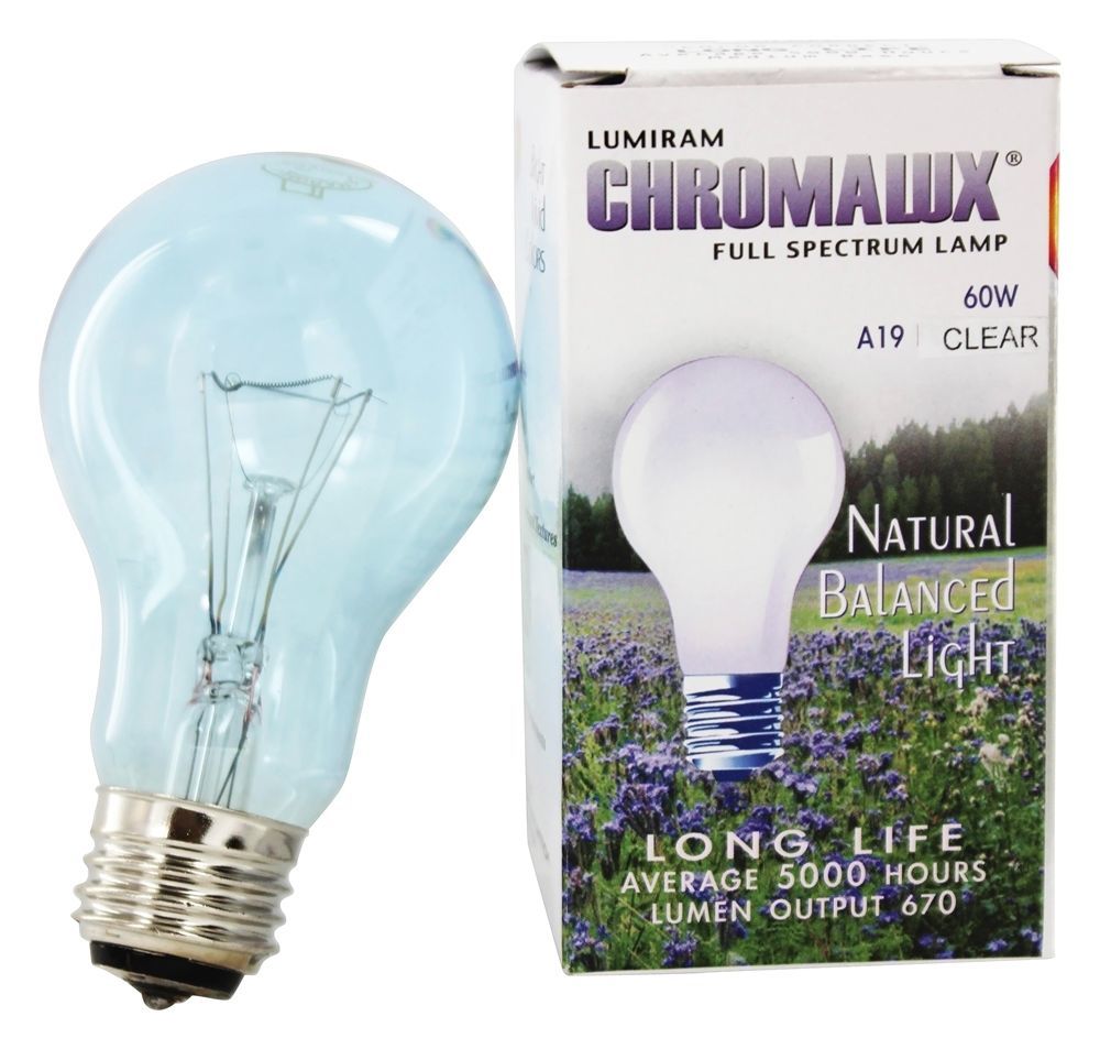 Comprar Lâmpada incandescente transparente Chromalux A19 60W completa Spectrum Lâmpada Lumiram