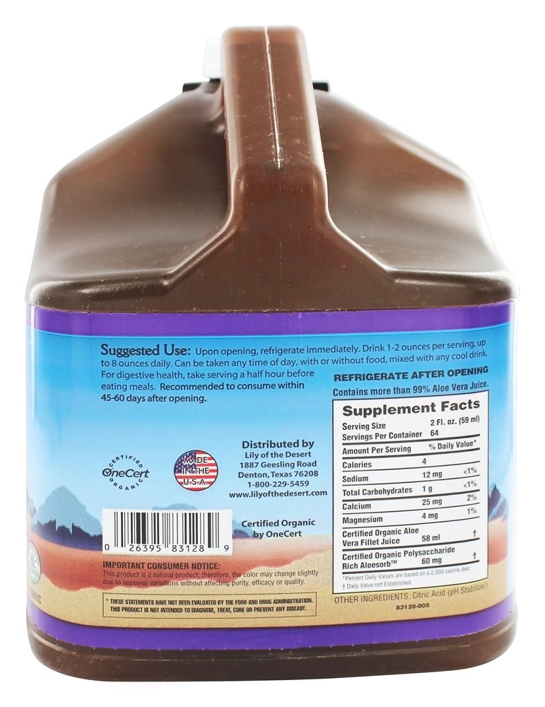 Comprar Conservante de filé interno de suco orgânico de aloe vera sem conservantes - 128 fl. oz. Lily Of The Desert - Imagem 2