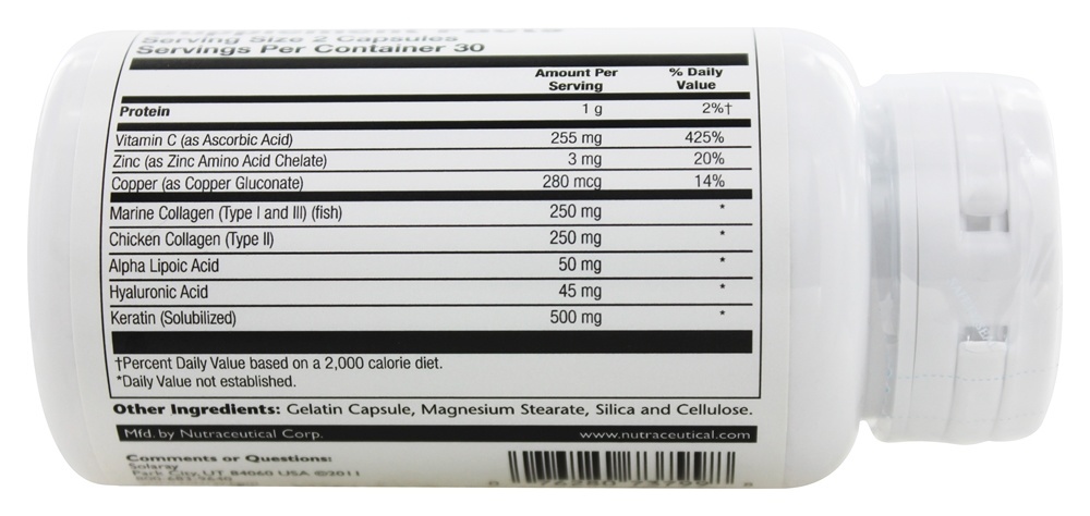 Comprar Queratina de Colágeno Tipo I, II e III - Cápsulas 60 Solaray - Imagem 3