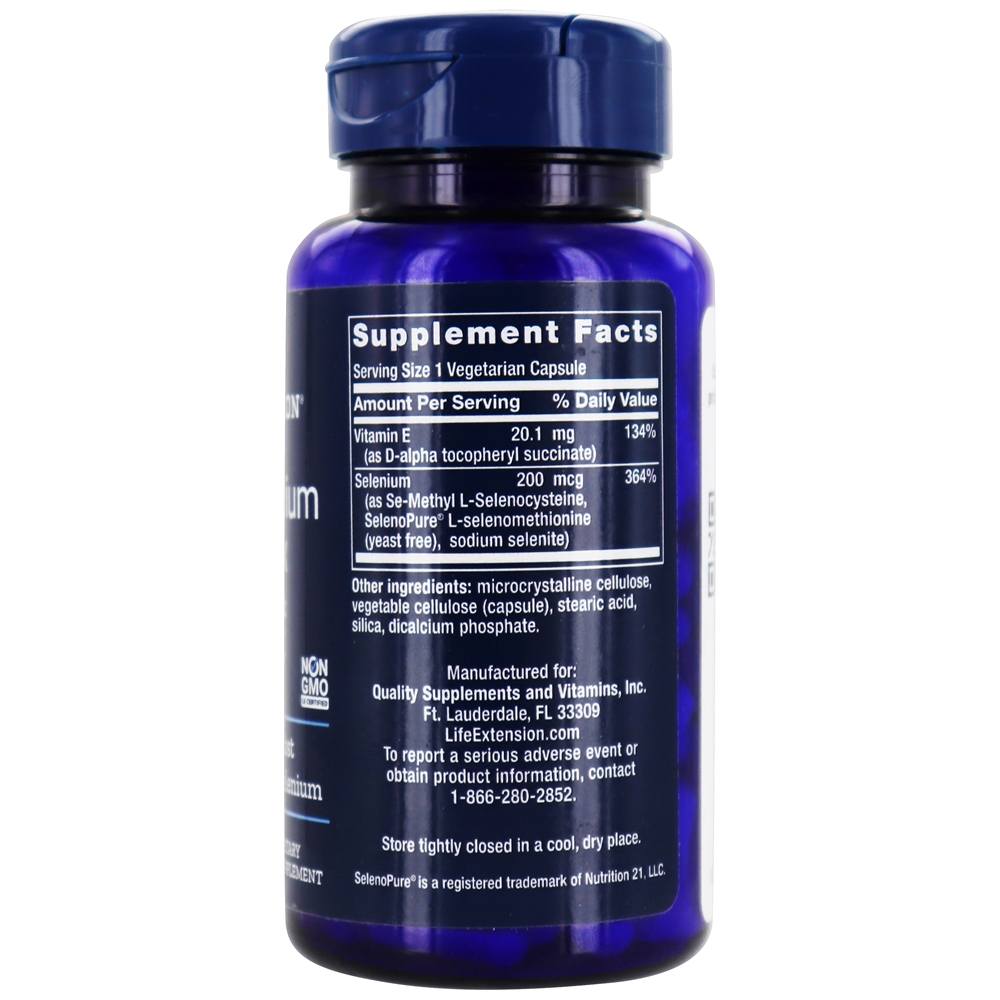 Comprar Super Selênio Complexo 200 mg com Vitamina E - Cápsulas vegetarianas 100 Life Extension - Imagem 2