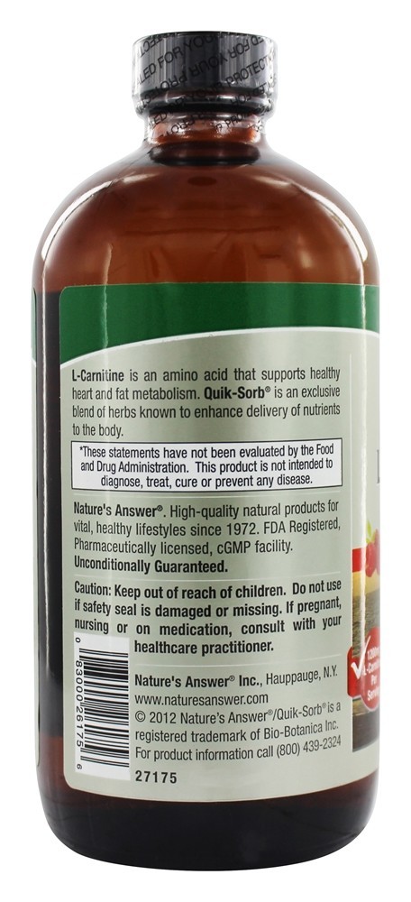 Comprar Sabor de Framboesa Natural Liquid L-Carnitina - 16 fl. oz. Nature's Answer - Imagem 3