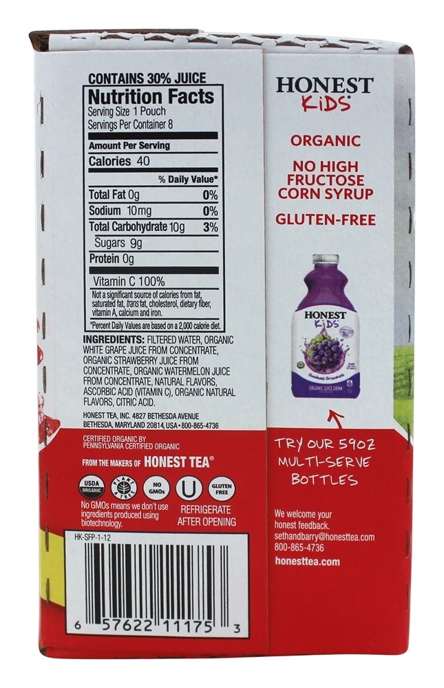 Comprar Honest Kids Suco de bebida orgânica Suco de fruta super - 8 Bolsas Honest - Imagem 2