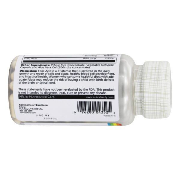 Comprar Ácido Fólico 800 mcg. - 100 Cápsula (s) vegetal (s) Solaray - Imagem 4