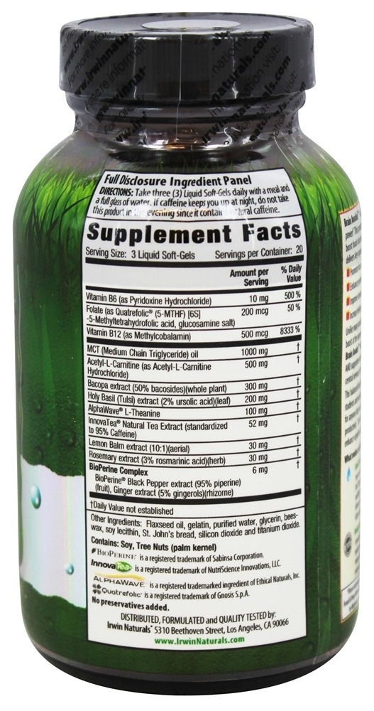 Comprar Brain Awake Para Um Elevado Desempenho do Cérebro - 60 Softgels Irwin Naturals - Imagem 2