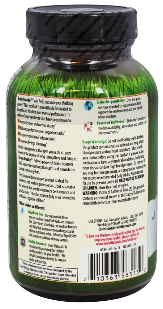 Comprar Brain Awake Para Um Elevado Desempenho do Cérebro - 60 Softgels Irwin Naturals - Imagem 3