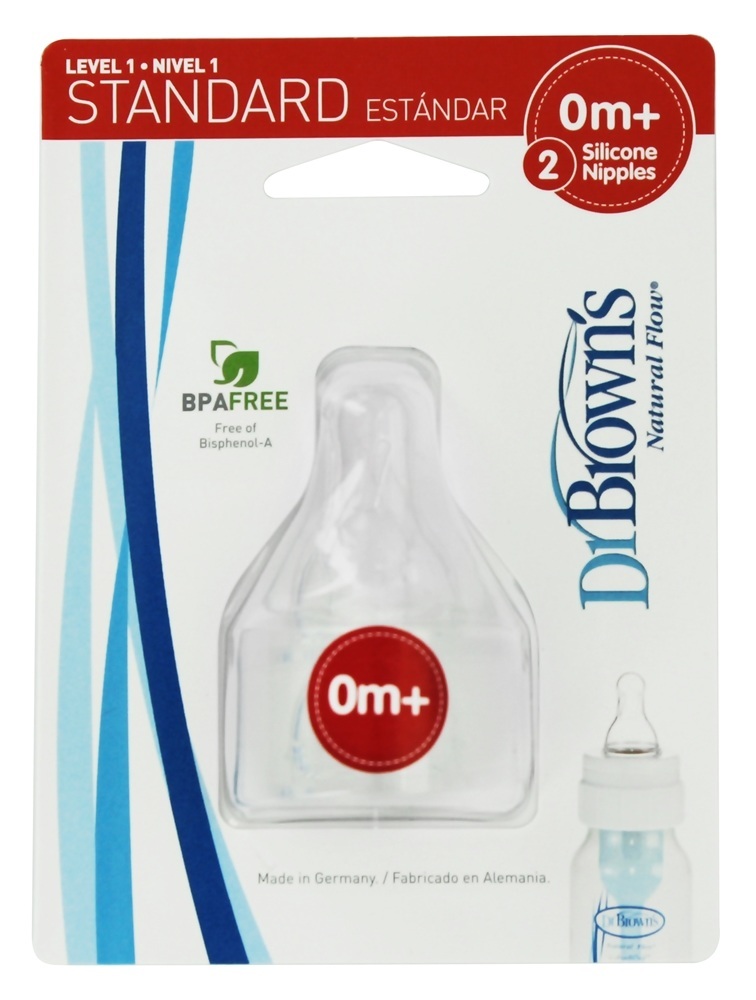 Comprar Mamilos de Silicone Nível Natural Padrão de Fluxo 1 0m + - Pacote 2 Dr. Brown's