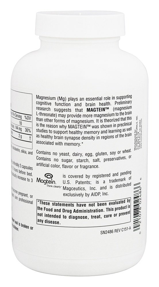Comprar Magtein Magnésio L-Treonato 667 mg. - Cápsulas 180 Source Naturals - Imagem 3