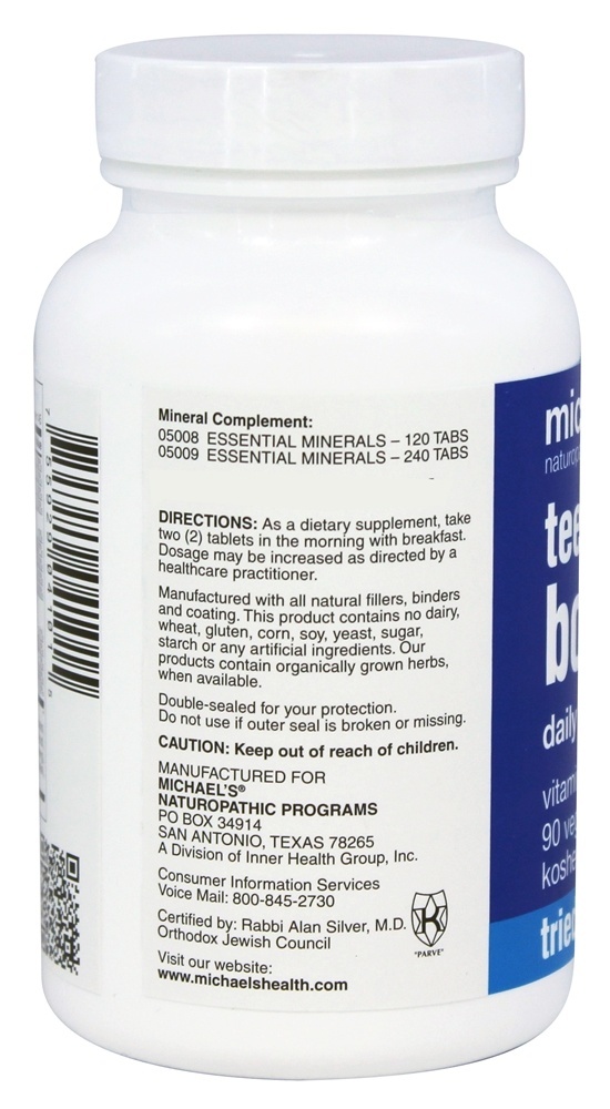Comprar Teen Boys Tabs Multivitamínico Diário Para Rapazes - 90 Comprimidos vegetarianos Michael's Naturopathic Programs - Imagem 3