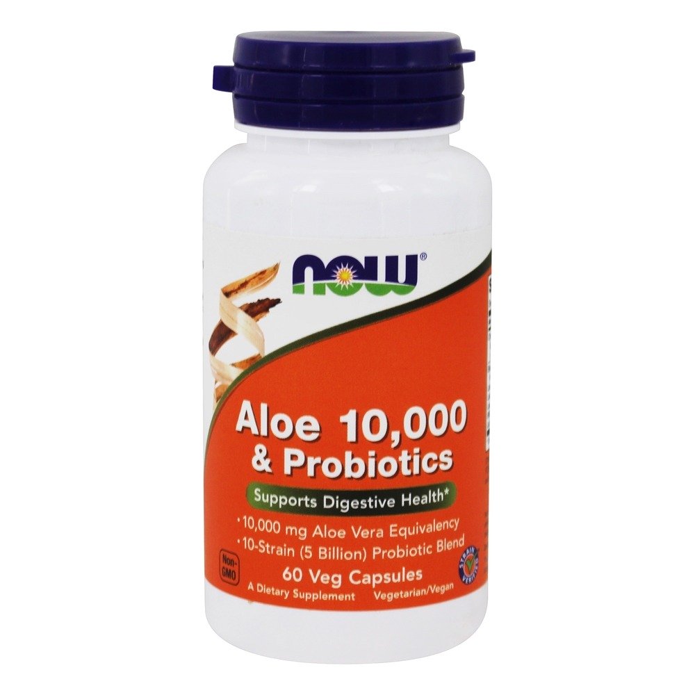 Comprar Aloe 10,000 e probióticos 5 Bilhões de UFC - Cápsulas vegetarianas 60 NOW Foods
