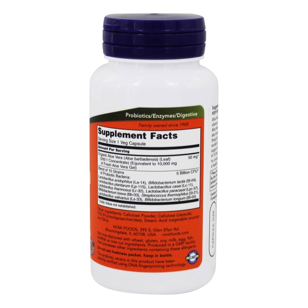 Comprar Aloe 10,000 e probióticos 5 Bilhões de UFC - Cápsulas vegetarianas 60 NOW Foods - Imagem 2
