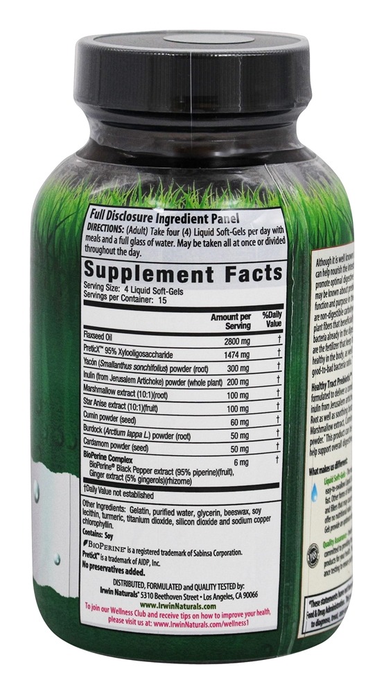 Comprar Prebiótico do Trato Saudável - 60 Softgels líquidos Irwin Naturals - Imagem 2