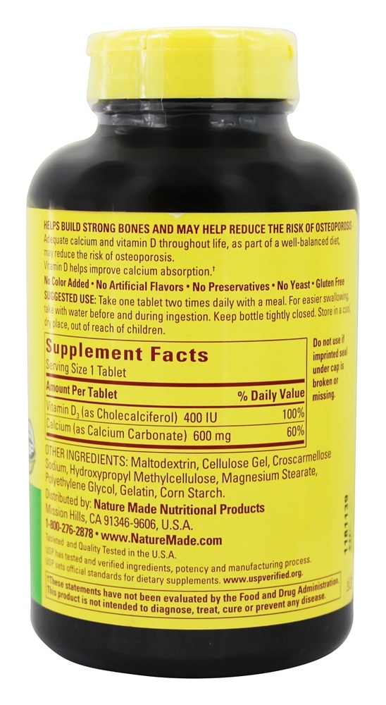 Comprar Cálcio 600 mg. - 220 Tablets Nature Made - Imagem 2