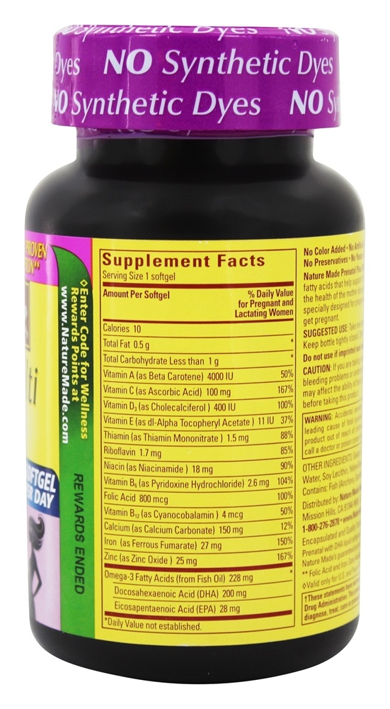 Comprar Multivitamínico Pré-Natal + DHA 200 mg. - 60 Softgels líquidos Nature Made - Imagem 2