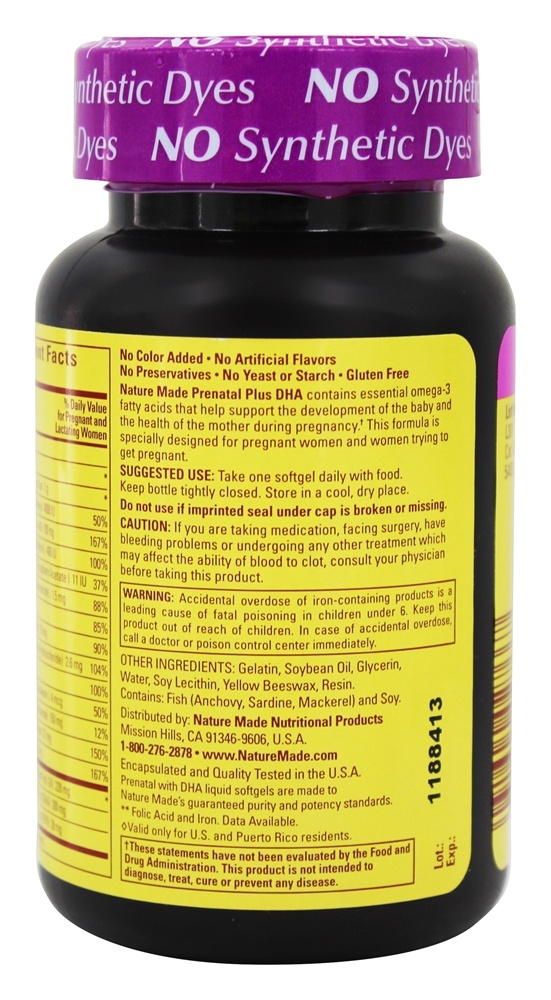 Comprar Multivitamínico Pré-Natal + DHA 200 mg. - 60 Softgels líquidos Nature Made - Imagem 3