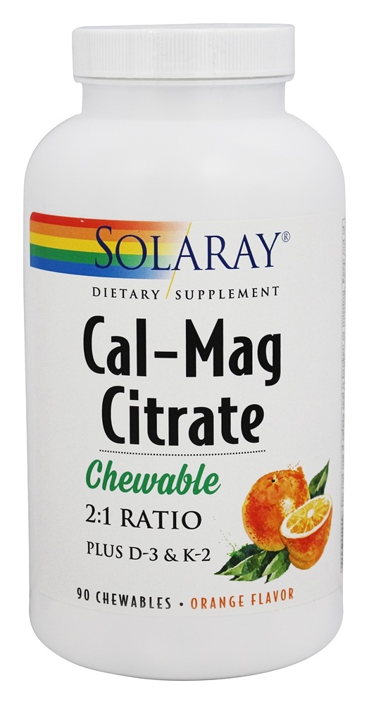 Comprar Citrato Cal-Mag 2 : 1 Ratio Laranja - 90 Mastigáveis Solaray