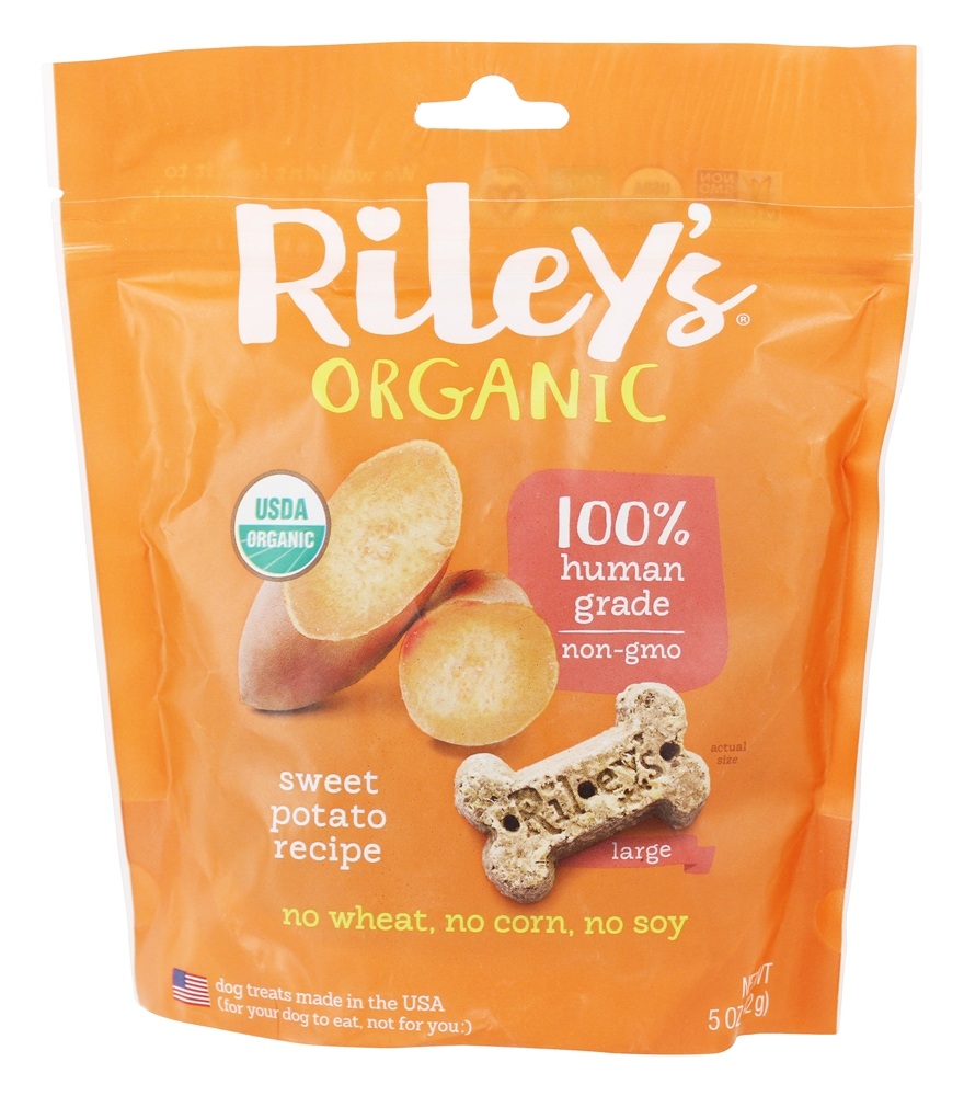 Comprar Cão de ossos grandes orgânicos trata receita de batata doce - 5 oz. Riley's Organics