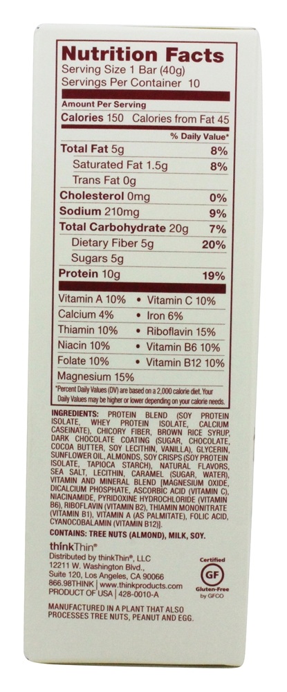 Comprar thinkthin Inclinar Proteína & Fibra Barras Caixa Salgado Caramelo - 10 Barras Think Products - Imagem 2