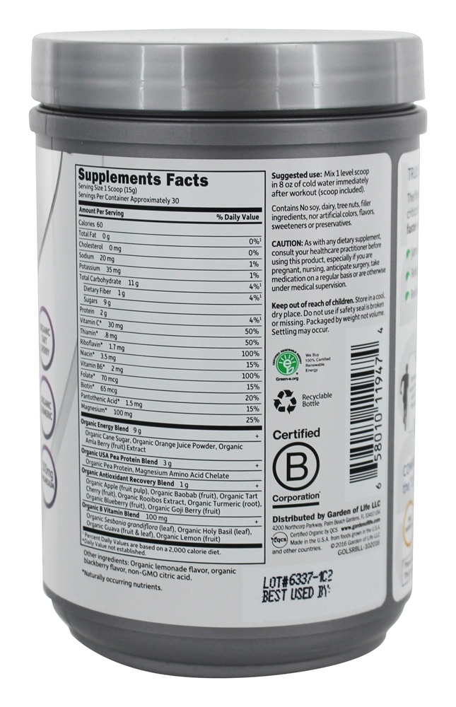 Comprar Recuperação Orgânica à Base de Plantas Blackberry Lemonade - 15.7 oz. Garden of Life - Imagem 2