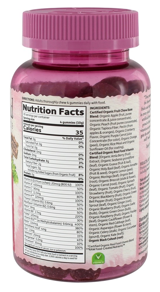 Comprar mykin Orgânicos Mulheres Múltiplas 40+ Inteiro Comida Gomoso Baga - 120 Gummies Garden of Life - Imagem 2
