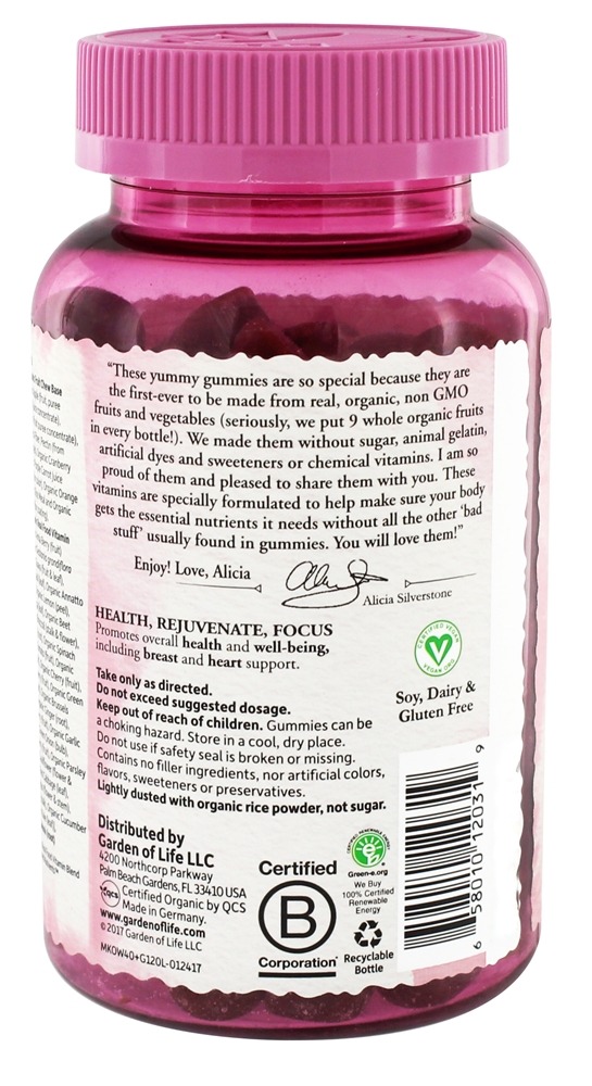 Comprar mykin Orgânicos Mulheres Múltiplas 40+ Inteiro Comida Gomoso Baga - 120 Gummies Garden of Life - Imagem 3