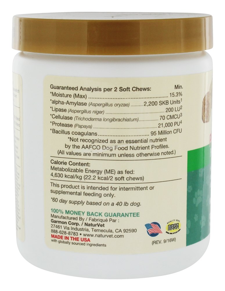 Comprar Enzimas digestivas mais probiótico para cães - 120 mastigação suave NaturVet - Imagem 3