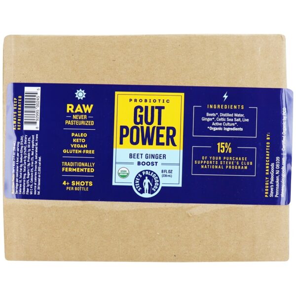 Comprar Probiótico Gut Power Shot Beterraba Ginger Boost - 6 Pacote 8 fl. oz. Garrafas Steve's PaleoGoods - Imagem 4