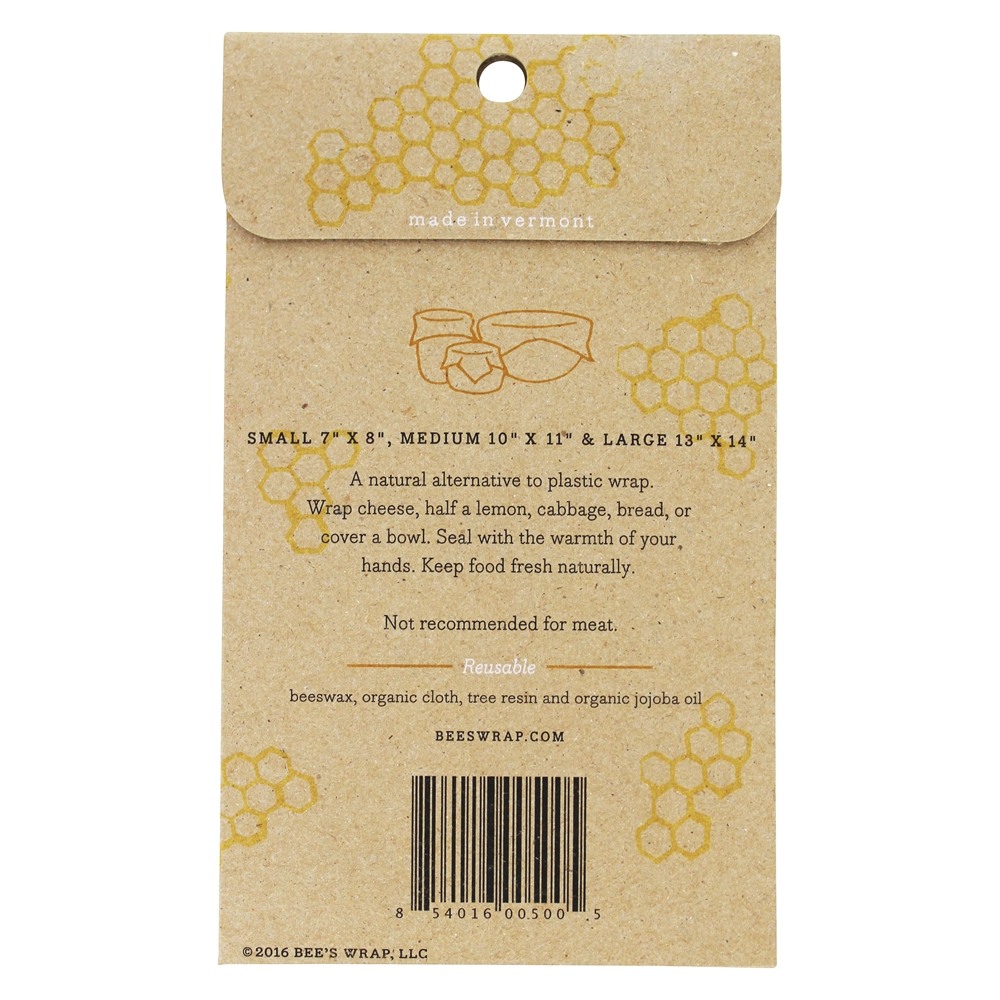 Comprar Alimento reutilizável envolve tamanhos variados Pequeno, médio e grande favo de mel - Pacote 3 Bee's Wrap - Imagem 3