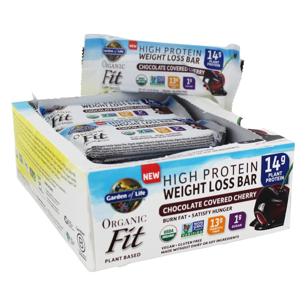 Comprar Orgânico Caber Alto Proteína Peso Perda Barras Chocolate Coberto Cereja - 12 Barras Garden of Life
