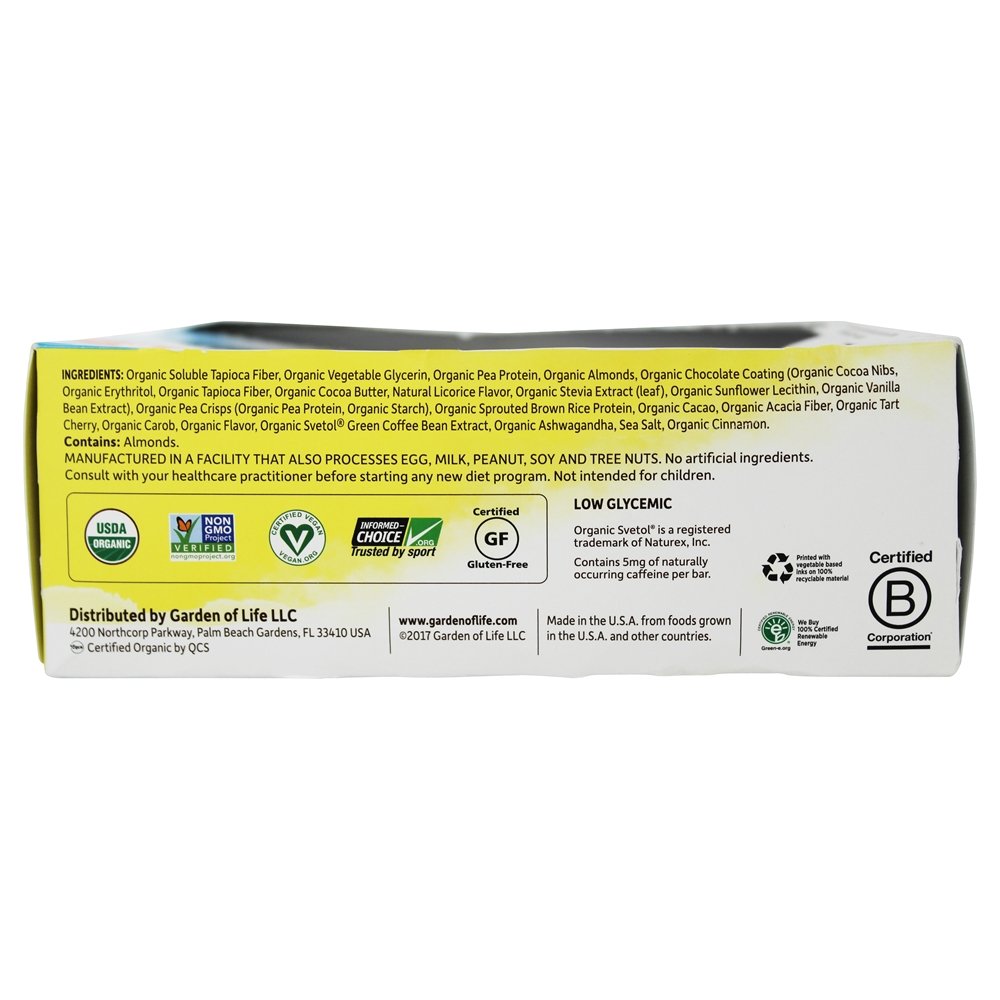 Comprar Orgânico Caber Alto Proteína Peso Perda Barras Chocolate Coberto Cereja - 12 Barras Garden of Life - Imagem 2