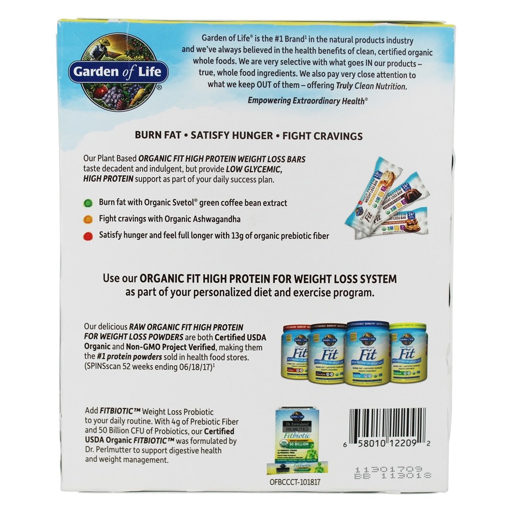 Comprar Orgânico Caber Alto Proteína Peso Perda Barras Chocolate Coberto Cereja - 12 Barras Garden of Life - Imagem 5