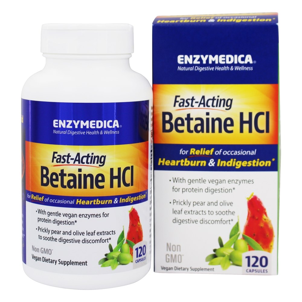 Comprar Rápido-Atuação Betaína Hcl Azia & Indigestão Alívio Fórmula - Cápsulas 120 Enzymedica