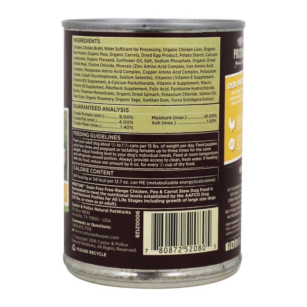 Comprar Primitivo Grão Livre Enlatados Cão Comida Livre Alcance Frango, Ervilha & Cenoura Ensopado - 12.7 oz. Castor & Pollux - Imagem 2