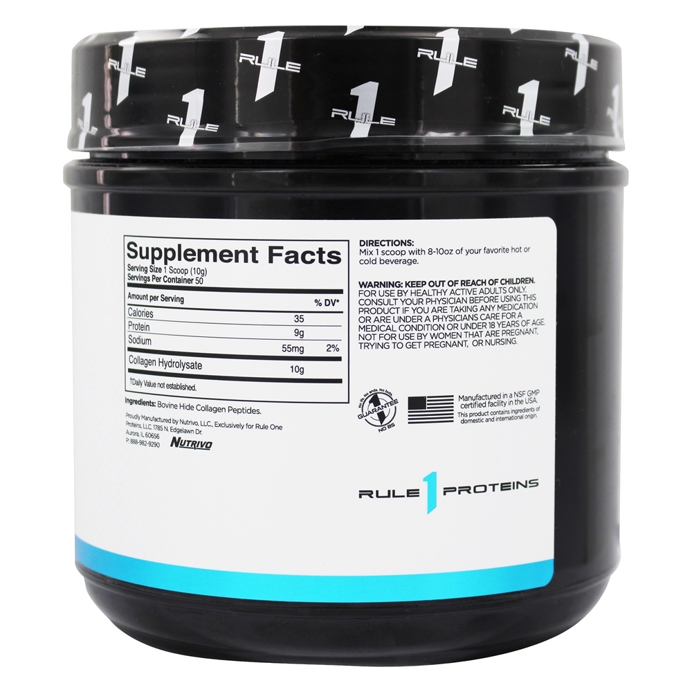 Comprar Pó de Colágeno Hidrolisado de Colágeno R1 em Pó 50 porções sem sabor - 500 Gramas Rule One Proteins - Imagem 2