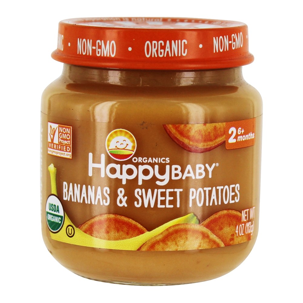Comprar Estágio de Bebês Felizes e Orgânicos para Crianças 2 Comida para Bebês 6 + Meses de Bananas e Batatas Doces - 4 oz. Happy Family