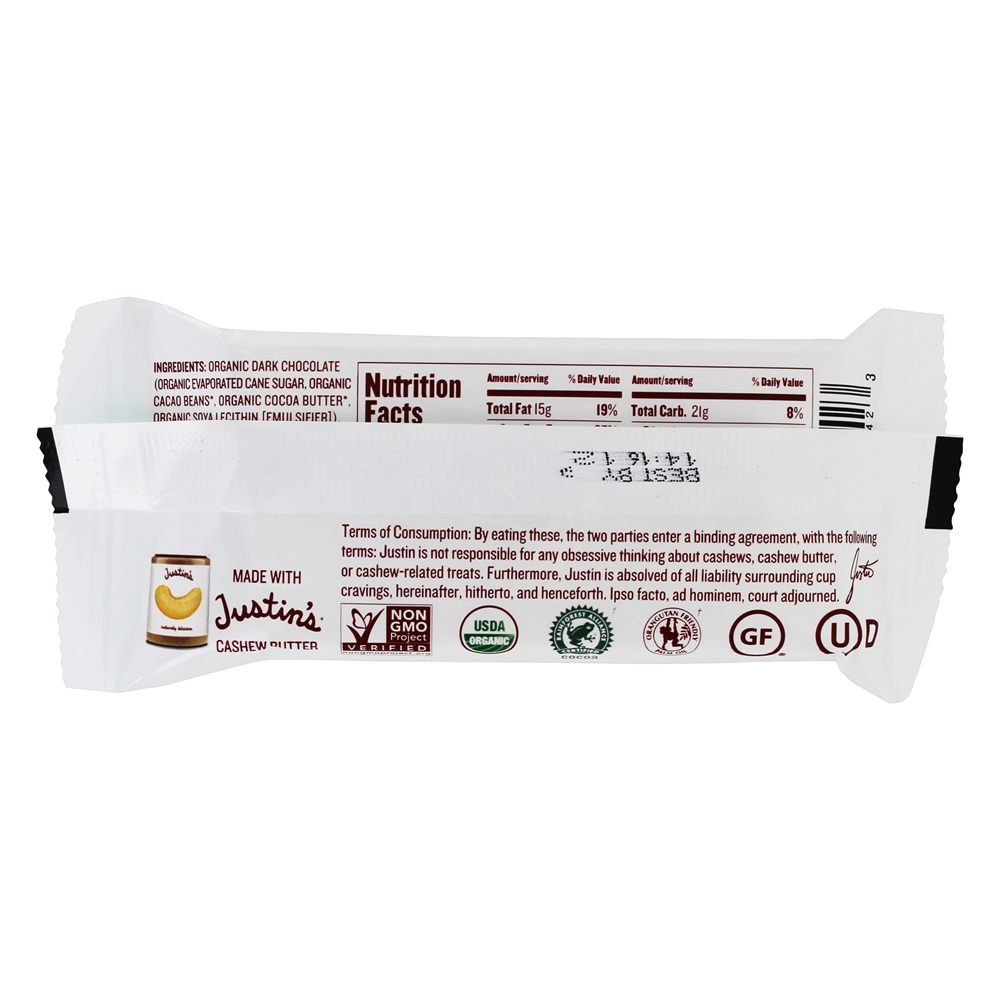 Comprar Copos De Manteiga De Caju Chocolate Escuro - 1.4 oz. Justin's Nut Butter - Imagem 3