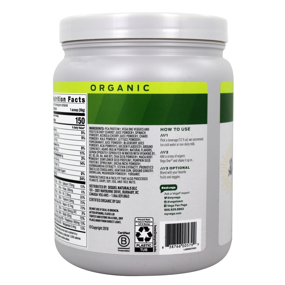 Comprar Organic All-In-One Shake com Extrato de Ashwagandha Coco Cúrcuma - 13.8 oz. Vega - Imagem 3