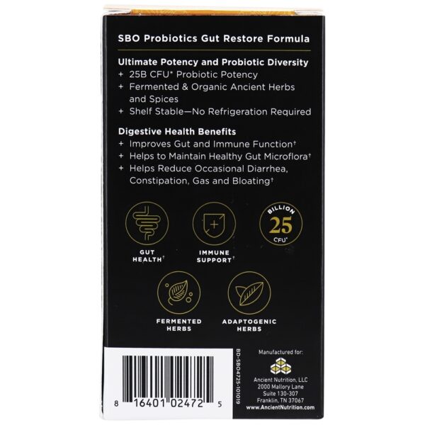 Comprar Fórmula de restauração intestinal dos probióticos da SBO 25 bilhões de UFC - Cápsulas 90 Ancient Nutrition - Imagem 4