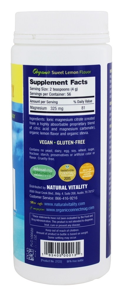 Comprar Natural Calmo Magnésio Anti-Stress Bebida Doce Sabor Limão - 8 oz. Natural Vitality - Imagem 2
